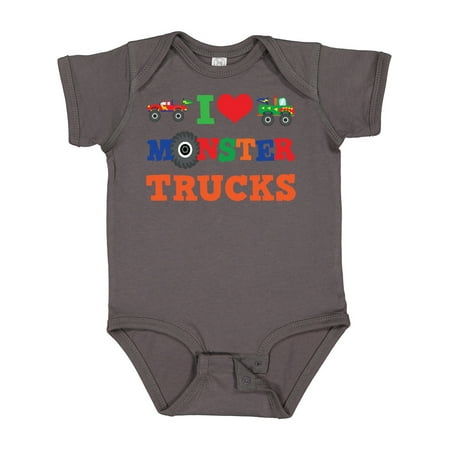 

Inktastic I Love Monster Trucks Gift Baby Boy or Baby Girl Bodysuit