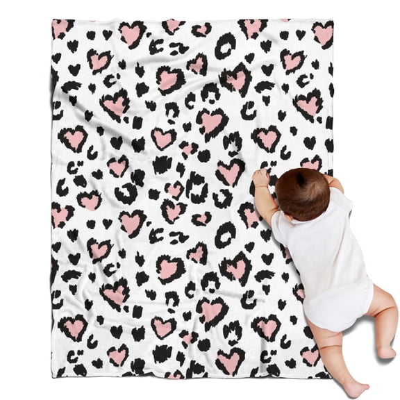 Pink and Black Of Leopard Print Blanket,Comfortable Soft Flannel Throw Blanket,All Season,Warm Lightweight Blankets for Sofa Bed Couch Living Room Chair,30"x40"