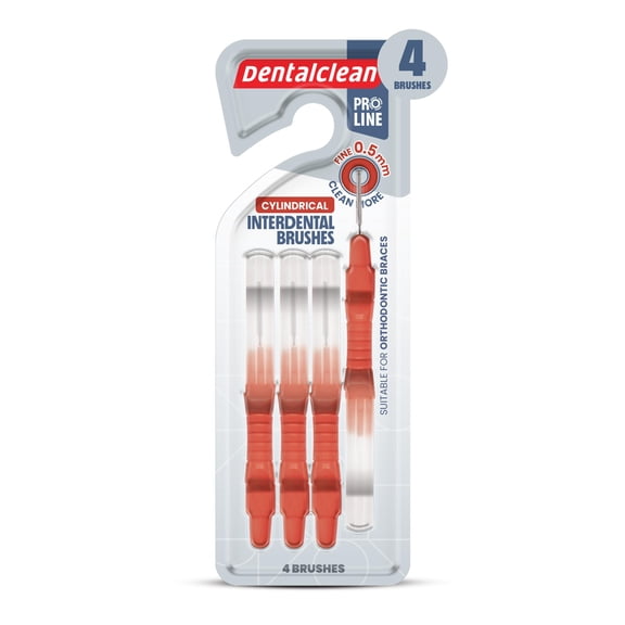 4-Pack Interdental Brush 0.5mm for Teeth Cleaning Between Gaps – Flexible Coated Wire and Ergonomic Handle for Daily Oral Care – Dentalclean