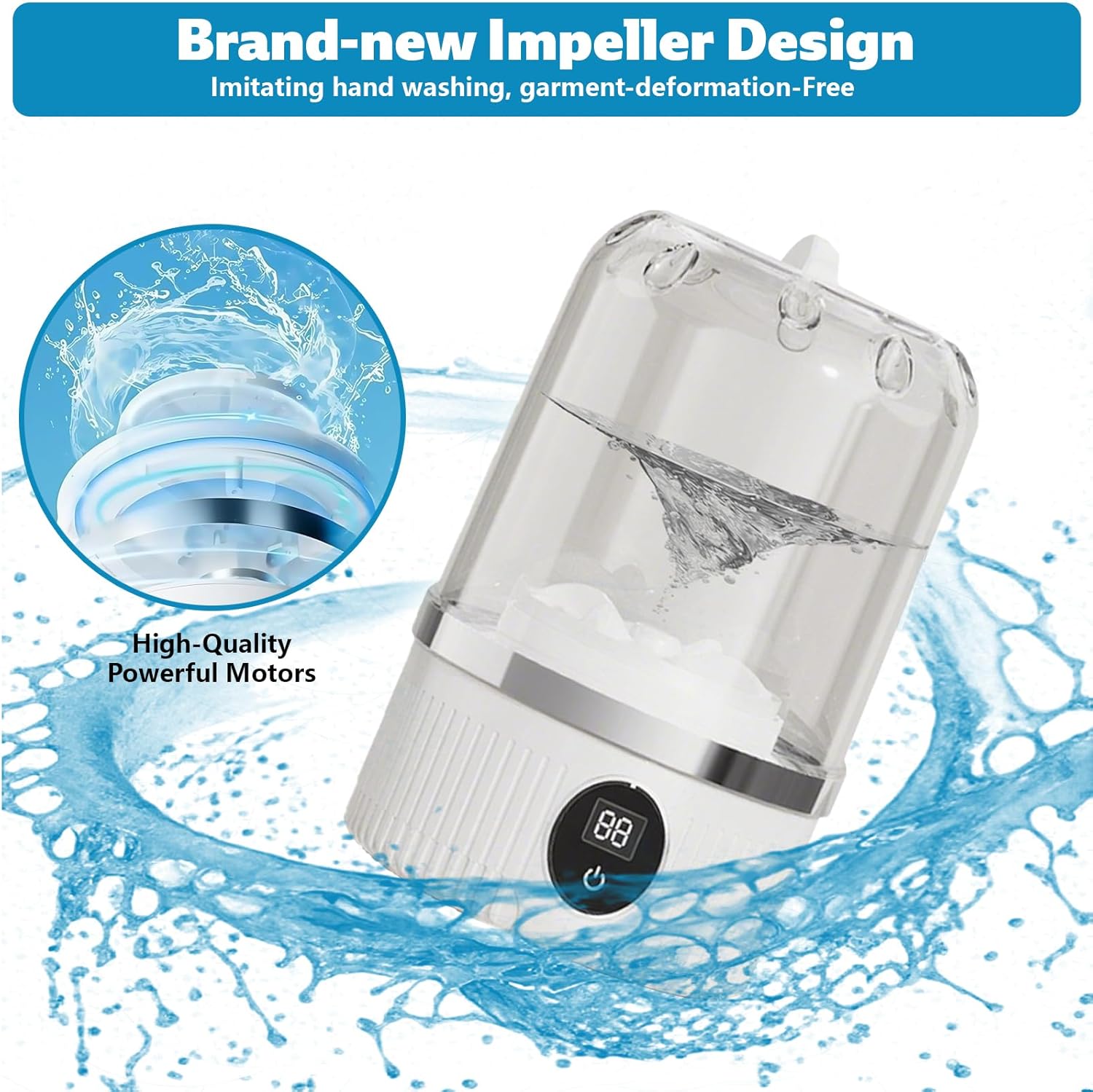 Smart laundry cup, portable ultrasonic mini washing machine - a rechargeable travel underwear laundry solution with a compact design suitable for dorms, RVs, and camping. It washes small items such a