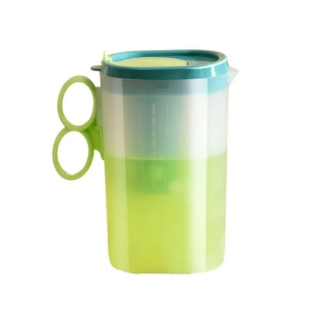 

JCWRYPS Kitchen Supplies Plastic Water Pitcher with Flip Top Spout Lid Clear Slim Water Container for Fridge Door Juice Pitcher for Tea Lemonade Handmade Drinks Blue And (Blue 1)