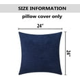 thumbnail image 5 of Striped Decorative Corduroy Velvet Large Euro Sham Set of 2 60x60 cm Couch Throw Pillow Cover for Bed, 24 x 24 inch, Navy Blue, 5 of 14
