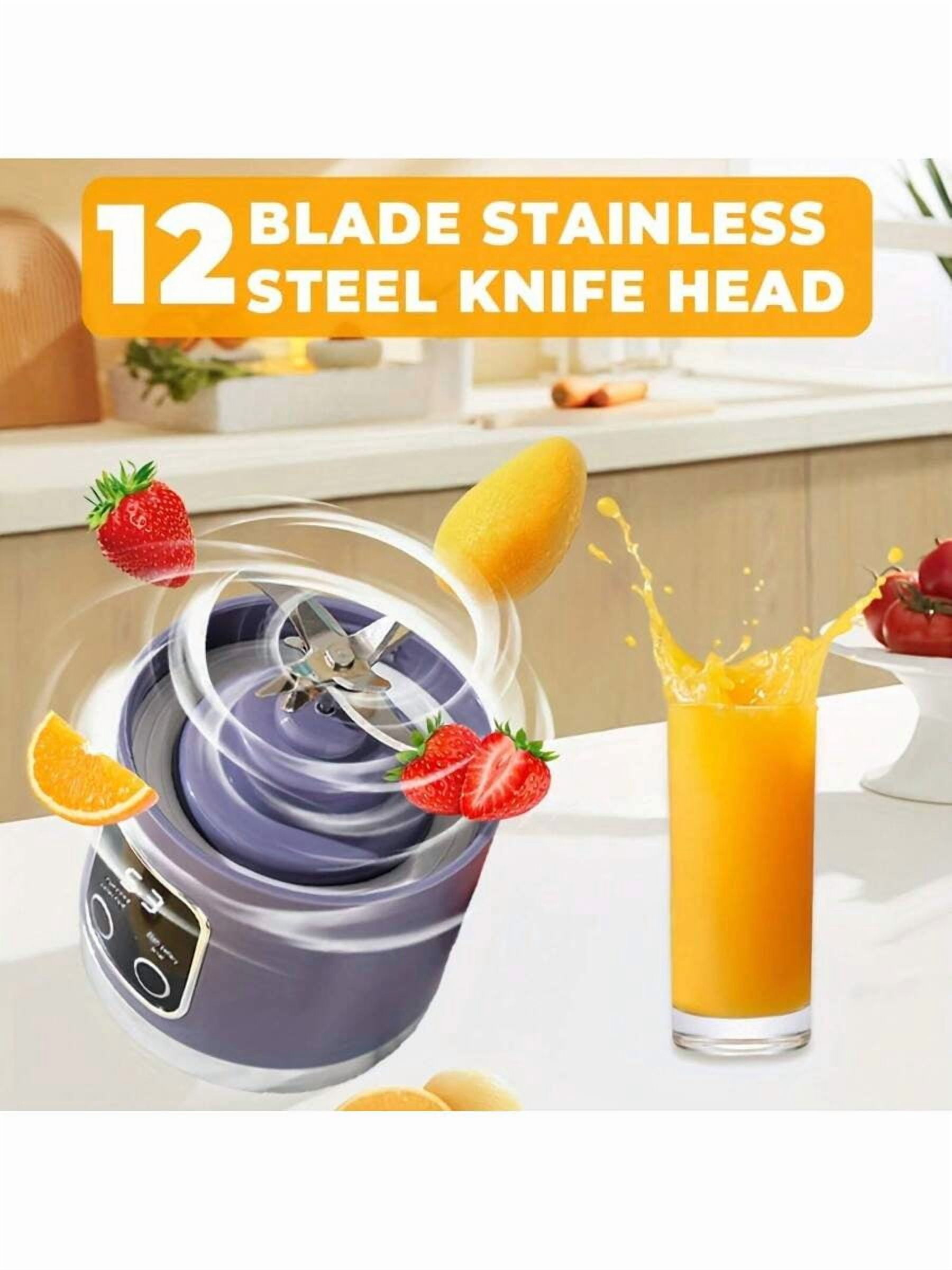 USB Rechargeable Juicer Blender Cup, 450ml Portable Electric Juicer for Smoothies, Juice, Ice & Puree, Mini Kitchen Blender for Home Dorm Travel