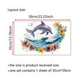 thumbnail image 4 of Adhesivos de pared con dibujos animados de delfines y olas con forma de océano y flores, 4 of 4