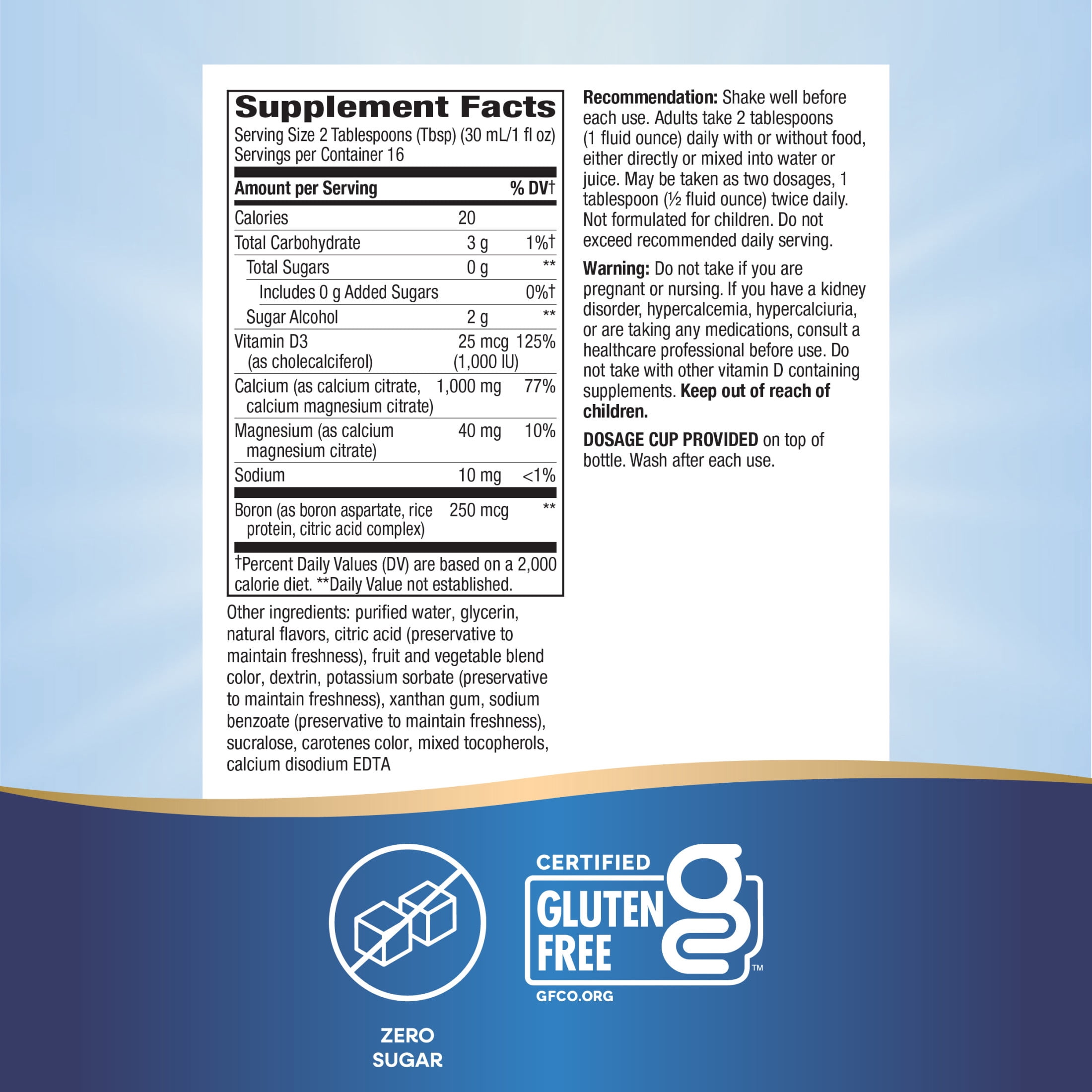 Nature's Way Calcium & Vitamin D3 with Magnesium Liquid, Bone Health*, Citrus Flavored, 16 fl oz