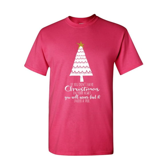 Tee Hunt Christmas in Your Heart T-Shirt Xmas Christmas Tree Jingle Bells Mens Shirt, Hot Pink, XX-Large