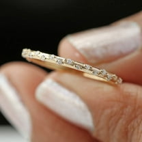 Diamond Full Eternity Ring, Thin Band Ring, 18k Gold Plating Dainty Ring, Delicate Ring, Gift For Her
