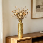 Hosley Plain 16 inch High, Decorative Gold Metal High Floor Vase