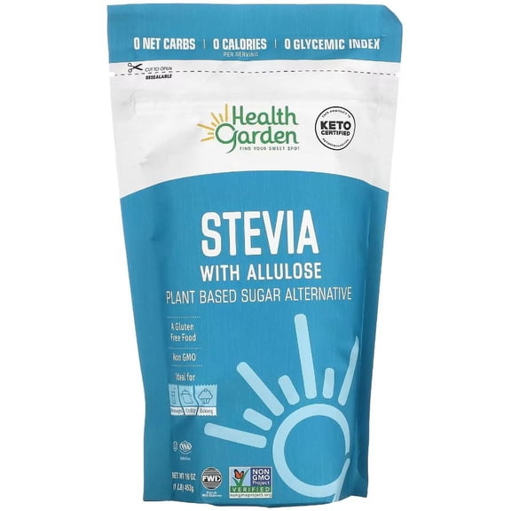 Health Garden Stevia Allulose Sugar Substitute, Zero Calorie Sweetener, 1 lb
