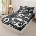 thumbnail image 2 of Homewish Football Soccer Theme Zipper Full Size Comforter Sets with Fitted Sheet and 2 Pillowcases,Kids Ball Sport Games Zipper Bedding Set For Kids Boys,Lightgray Reversible,4 Pieces, 2 of 7