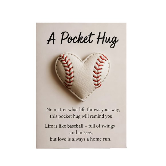 Sport-Themed Pocket Hug with Inspirational Card, Heart-Shaped Basketball Tennis Soccer Baseball Exchange Cards for Children Teens Adults