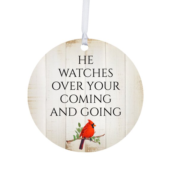 LifeSong Milestones Cardinal Round Hanging Ornaments Decor - He Watches Over