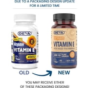 DEVA Vegan Vitamins Natural Vitamin E 400IU with Mixed Tocopherols, Supports Immune System & Skin Nutrition, Natural Antioxidant & Gluten Free, Dairy Free, Non-GMO, 90 Capsules