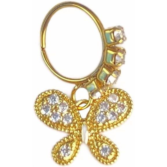 1 Piece 22G CZ Dangle Nose Rings Stainless Steel Nose Studs Crystal Butterfly Fish Bee Stars Moon Starfish Leaf Dangling Hoop Surgical Piercing Body Jewelry Bone Nostrial Tragus Studs Fashion Dainty