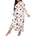thumbnail image 2 of Chemises de Nuit pour Femmes Grande Taille Robe de Nuit Décontractée pour Femmes Grande Taille Imprimé Cœur Manches Longues Col Rond Extensibilité Moyenne Nuisette Ample TG, 2 of 5