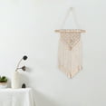 thumbnail image 6 of HAKIDZEL 1Pcs Hand-Woven Tapestry Fringed Symmetrical Design Beige Cotton Rope Boho Macrame Wall Decor, 6 of 8