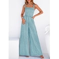 thumbnail image 4 of PRETTYGARDEN One Piece Jumpsuits for Women Summer Sleeveless Smocked Gingham Wide Leg Date Night Rompers Spring Outfits, 4 of 10