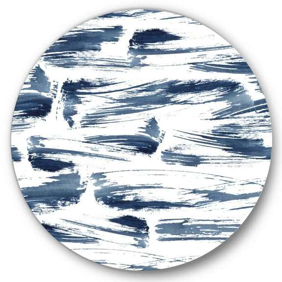 Designart 'Blue Abstract Aquatic Texture' Modern Circle Metal Wall Art 36x36 - Disc of 36