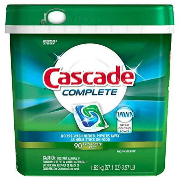 Cascade Complete Fresh Scent Dishwasher Detergent, xTJvAQ Pacs, 2 Pack(90 Count)