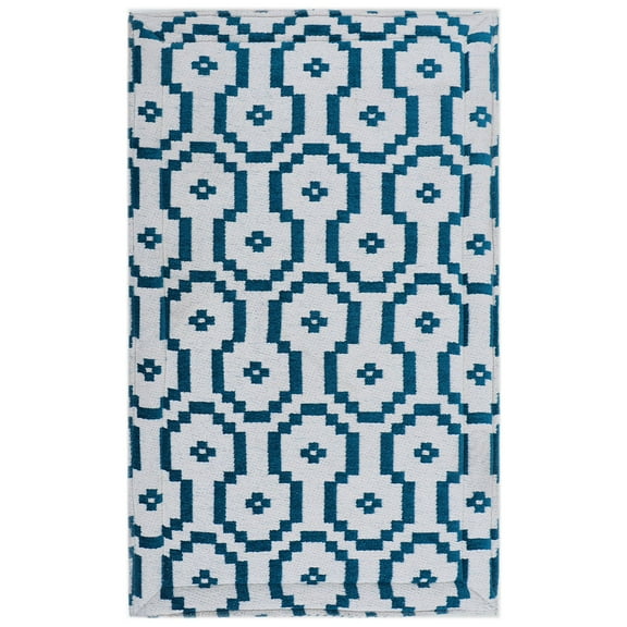 Rugsmith Teal Machine Woven Cypher-A Anti-Fatigue Kitchen Mat, 20" x 36"