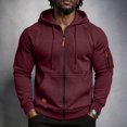 thumbnail image 5 of Mens Zip Up Hoodie Long Sleeve Fleece Casual Hooded Sweatshirts Athletic Full Zip Jacket with Pockets Wine M, 5 of 7