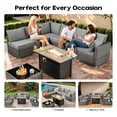 thumbnail image 3 of Vcatnet 8 Pieces Patio Furniture with Fire Pit Wicker Outdoor Conversation Set Outside Sectional Sofa with Coffee Table Dark Gray, 3 of 9