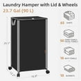 thumbnail image 4 of 90L (23.7 Gal) Black Rolling Laundry Hamper - Aesthetic Tall Basket with Lid, Wheels & Handles for Small Space, 4 of 4