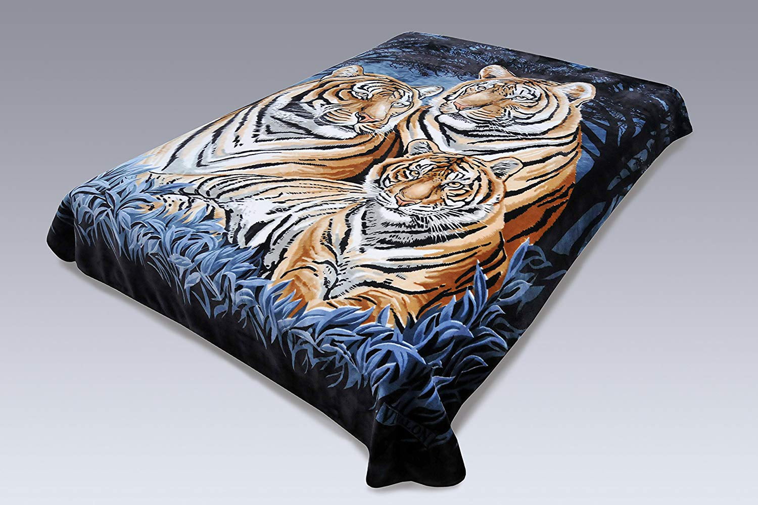 King, 3 Tigers Blue Solaron Korean Super Thick Heavy Weight Mink Blanket 