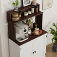 thumbnail image 5 of DIYART Farmhouse Bar Cabinet with Storage, Coffee Station Cabinet with 5 Hooks, Small Coffee Bar for Kitchen & Living Room, Antique White, 5 of 8