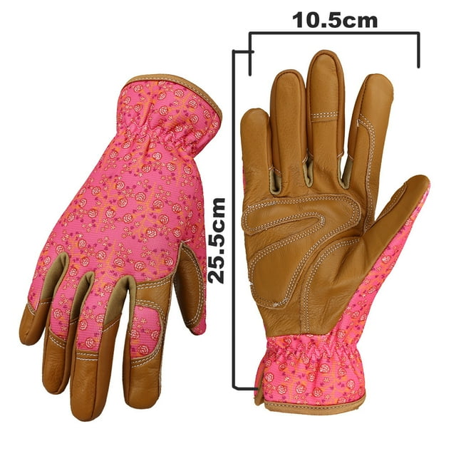 Guantes de jardinería de cuero para mujer: guantes de trabajo para desmalezar, cavar, plantar, rastrillar y podar