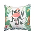 thumbnail image 1 of BOSDECO Bright Summer With Lettering Paradise With Tropical Plants And Flamingo Frangipani Pillowcase Pillow Cover 18x18 inches, 1 of 1