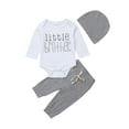 thumbnail image 4 of Infant Newborn Baby Boy Clothes Little Brother Print Romper Pants Legging Hat Outfits Set, 4 of 4