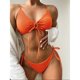 thumbnail image 4 of Conjunto de bikinis de traje de baño para mujer, parte superior de bikinis con cordón y parte inferior lateral con lazo ajustable, conjunto de trajes de baño de dos piezas, 4 of 5
