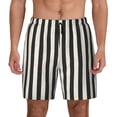 thumbnail image 2 of Goofa Black And White Thick Stripes Printed Men's Swim Trunks Board Shorts Quick Dry Mens Swimming Trunks with Compression Liner,Breathable Fit Hawaii Beach Shorts-Large, 2 of 9