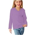 thumbnail image 4 of TFEOQRY Children Girls Solid color Blouses Shirts Long Sleeve Prints Shirts Cute V-Necks Tops Dressy Casual Blouses Clothes, 4 of 5