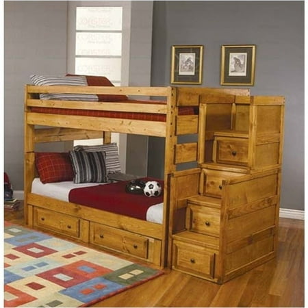 Bowery Hill Full Over Full Wood Bunk Bed In Amber Wash Walmart