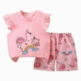 thumbnail image 2 of Toddler Baby Girl Summer Clothes Set Cute Cartoon Letter Printed Flying Sleeve Top Floral Shorts 3M 6M 12M 18M 24M 1T 2T 3T 4T 5T 6T Baby Girls Summer Outfit Two Piece Set, 2 of 5