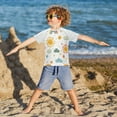 thumbnail image 3 of FORMRS Boys Rash Guard with Short Sleeves UPF 50+ Swim Shirts Sizes 3-12T, Rainbows Pattern, 3 of 6