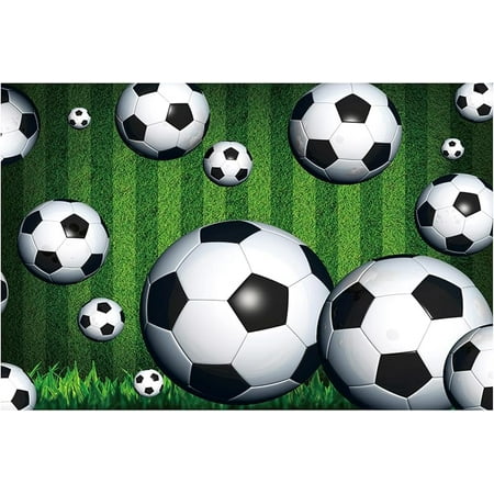 7X5FT Soccer Theme Photography Backdrop Sports Background with Green Field 210x 150cm Party Decoration Banner BY343