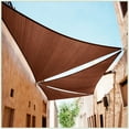 thumbnail image 2 of ColourTreeUSA  Triangle Sun Shade Sail w/Cable Ropes HDPE Mesh Fabric Screen Canopy UV Block 190 GSM 20' x 20' x 20' - Brown, 2 of 5
