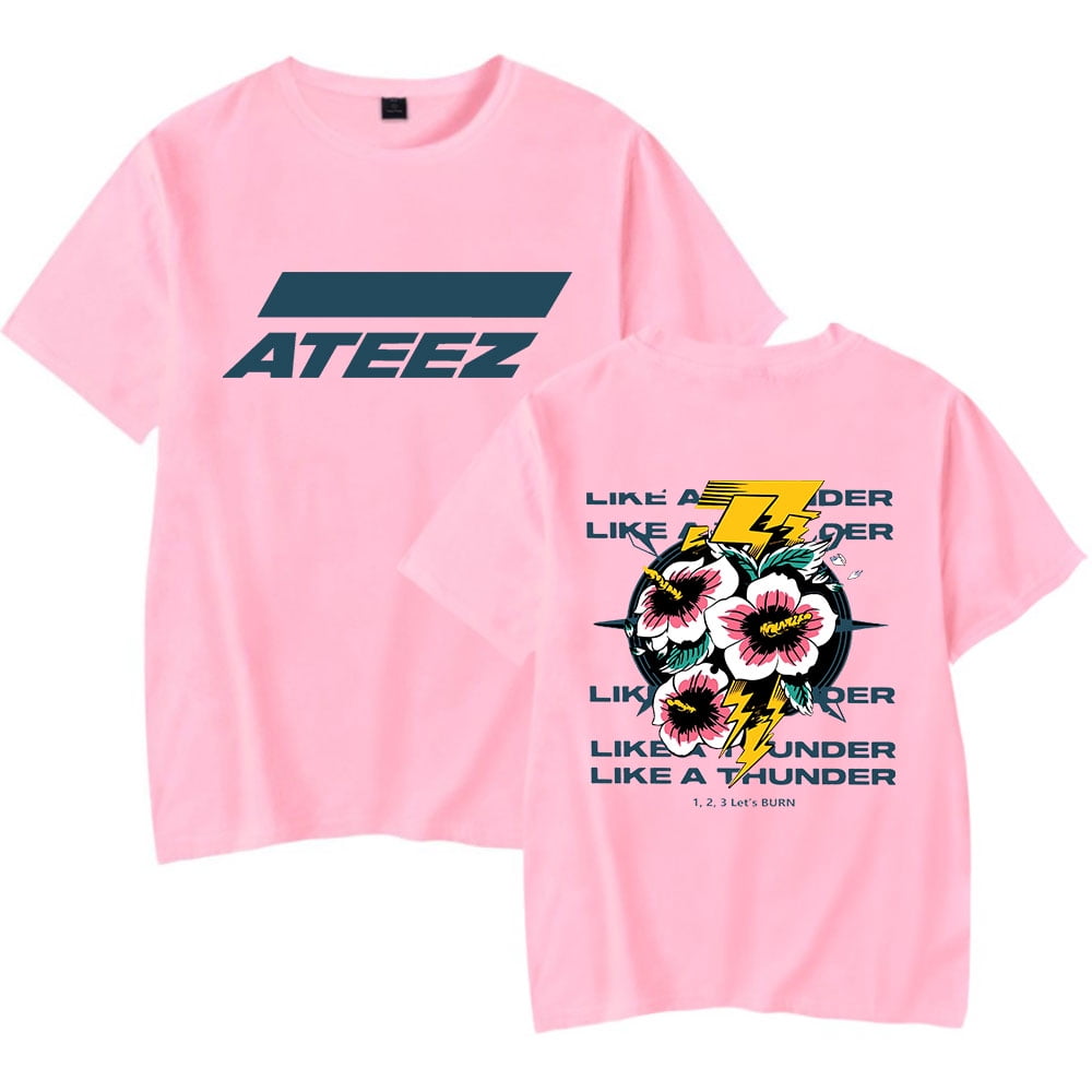 Ateez Thunder Merch Tee T-shirt Logo Summer Men/Women Tshirt ShortSleeve  KPOP Top