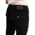 thumbnail image 4 of NOVASTILE Men's Slim fit Straight leg Stretch Denim Jeans Cargo Pockets Distressed All Over Frayed Ripped Patchwork Stacked Design Streetwear Statement Pants M5 Black 28, 4 of 5
