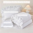 thumbnail image 5 of URBONUR Full Comforter Set White-5 Pieces Ruffled Bed in A Bag with Sheets All Season Lightweight Farmhouse Bedding Sets for Teens(White Full), 5 of 9