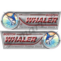 Boston Whaler Designer Sticker Set. Left/Right 10" X 3.5" each - laminated