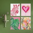 thumbnail image 3 of PixonSign Adhesive Wall Art Love and Wildlife Striped Zebra and Heart Illustrations Posters, Set of 4 Pink Preppy Room Digital Art Minimalism Colorful Canvas Prints for Home Decor - 8"x10", 3 of 5