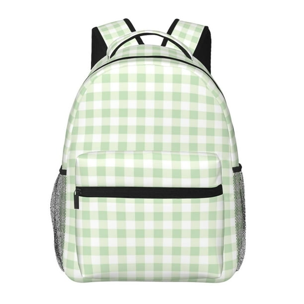 Disketp Green Checkboard Mochila Estampada para Hombre y Mujer – Mochila Ligera Clásica con Múltiples Bolsillos para Universidad, Trabajo y Viajes-One Size