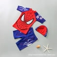 thumbnail image 2 of 3Pcs/Set Kids Boys Swimwear Top+Pants+Swimming Cap Swimsuit with Cartoon Pattern, 2 of 8