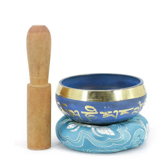 ZPAQI Nepal Tibetan Blue Buddhist Bowl Mallet Set Meditation Singing Bowls Kit for Home Bedroom Temple Yoga Studio Decoration Relaxing