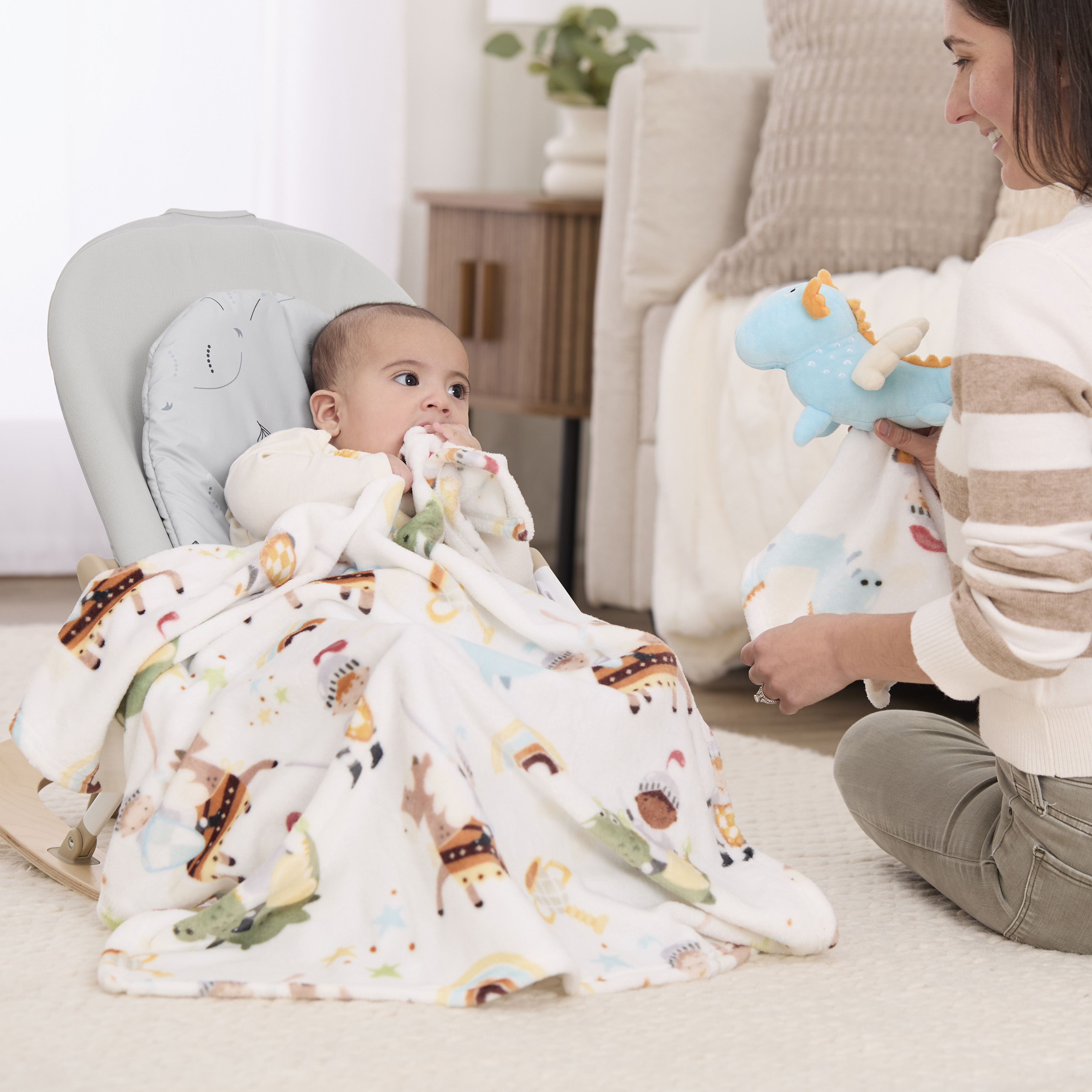 Evolur Good Knight 2 pc Gift Set - Blanket with Lovey Knight Print