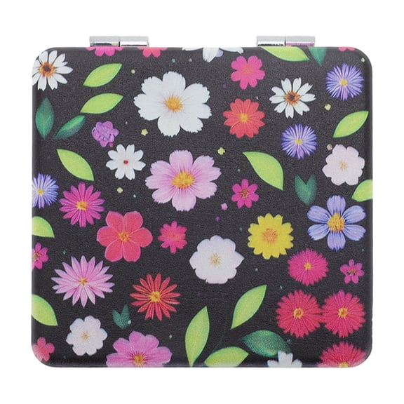 Unique Bargains 1 Pc Flowers Makeup Mirror for Travel Vacation Assorted Color